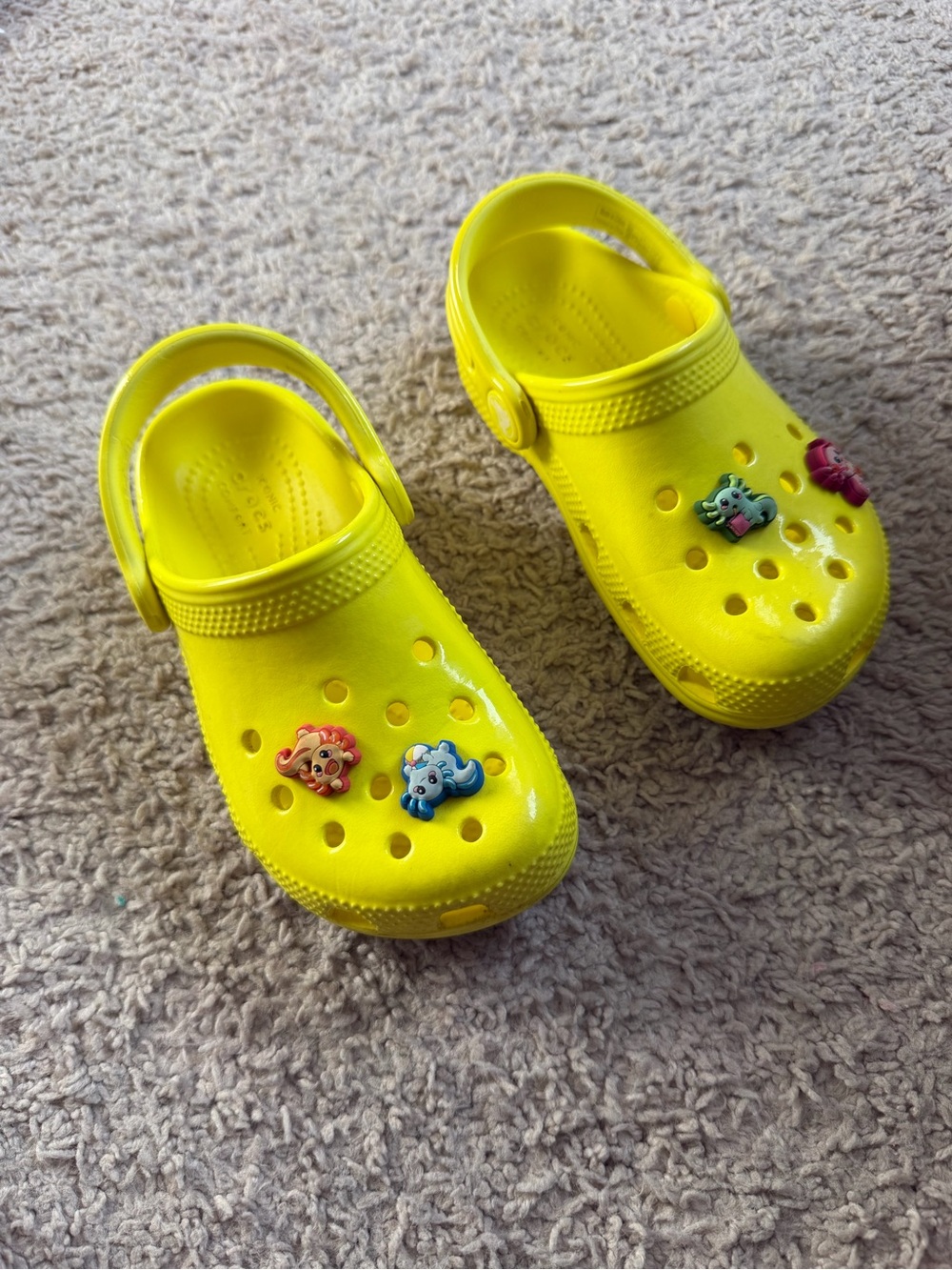 CROCS Kids Bright Yellow Clog Sandals with Character Jibbitz
